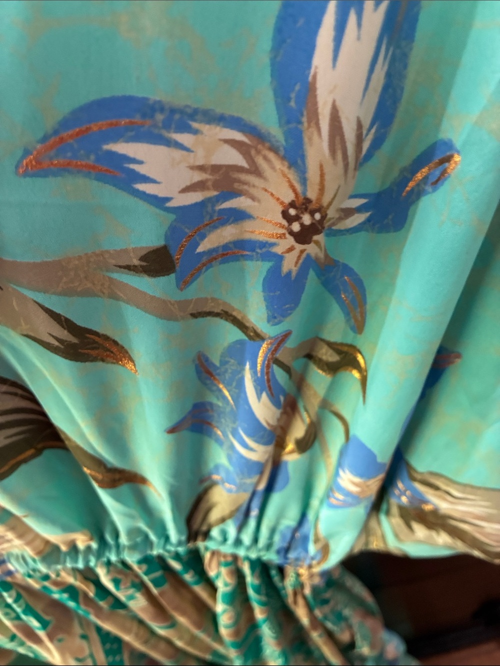 Gorgeous Aqua Floral Tie-Back Maxi Dress with Pockets! - Picture 4 of 7